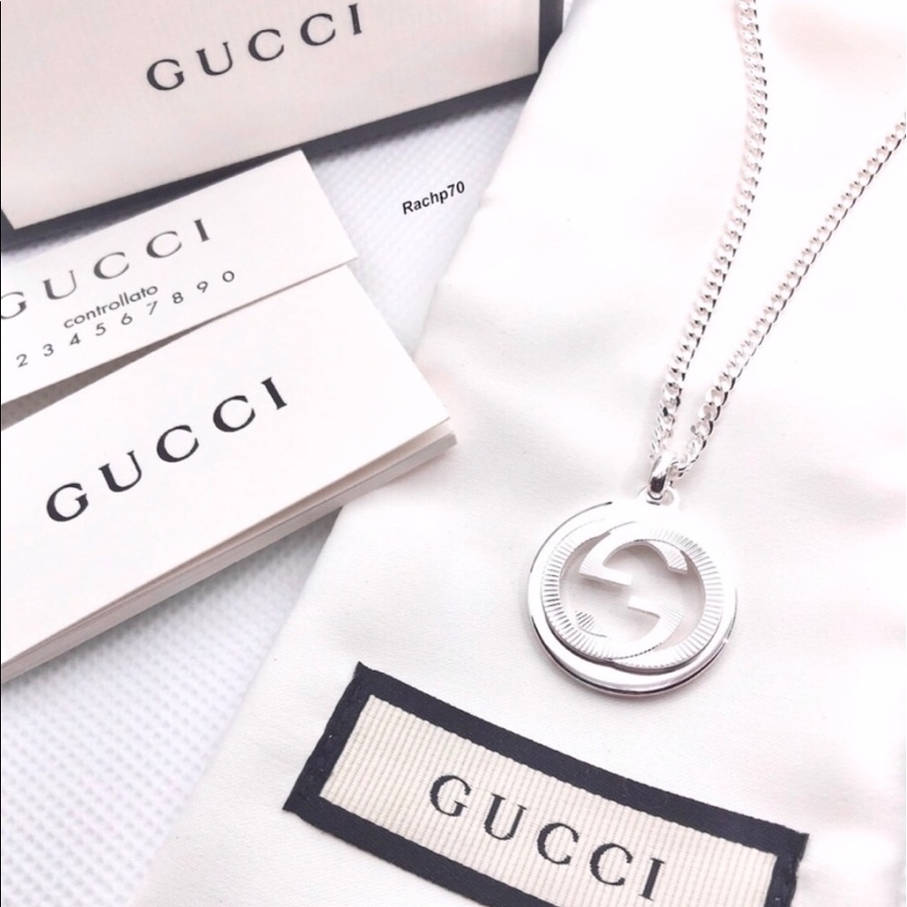 New Authentic Gucci Groove GG Necklace 22"